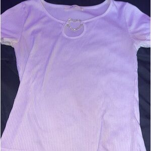 White T-shirt with a rhinestoned heart